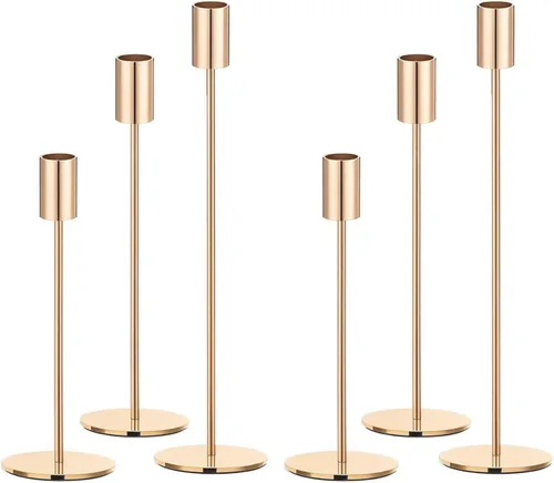 Vista 14 de Juego de 3 Portavelas Negros, Portavelas de Metal para Velas Cónicas, Candelabro Decorativo Clásico para Navidad, Bodas, Fiestas, Mesas de Cena