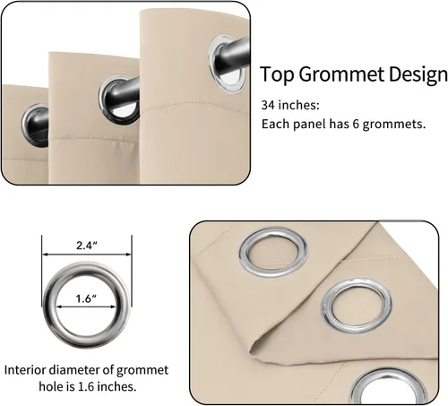 Vista 4 de Easy-Going - Cortinas opacas para dormitorio, aislamiento térmico sólido con ojales, cortinas de ventana para reducción de ruido, cortinas