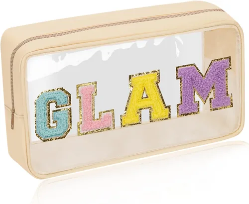 Vista 18 de Iqimott Bolsa de maquillaje transparente para bebé, bolsa de cosméticos personalizada de felpilla para viajes, de nailon, impermeable, artículos