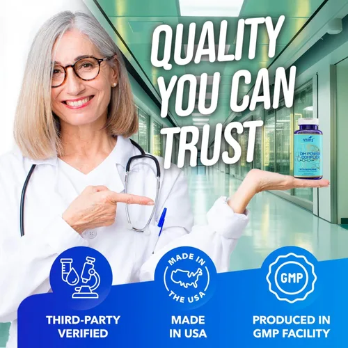 Vista 5 de Complejo potente DIM 4 en 1 de 300 mg – Equilibrio de estrógeno y metabolismo, energía y menopausia Suplemento de apoyo con bioperina (x4), calcio
