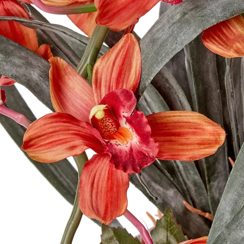 Vista 7 de Cymbidium con jarrón decorativo, arreglo de seda