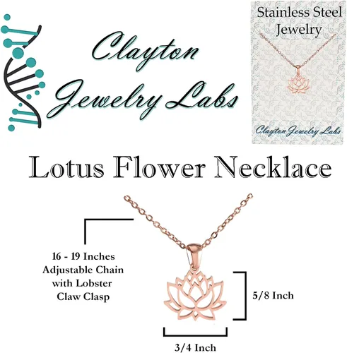 Vista 3 de Clayton Jewelry Collar de acero inoxidable con flor de loto