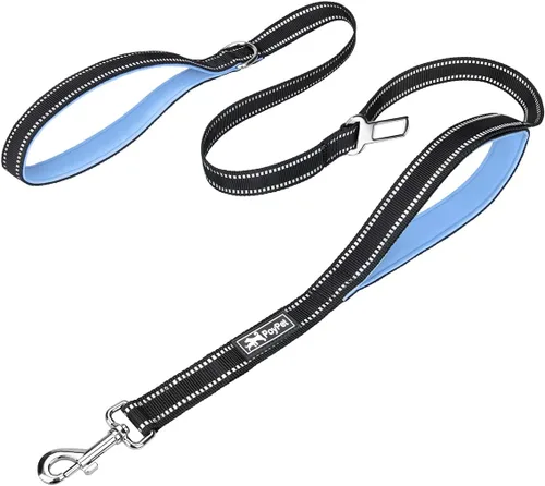 Vista 11 de PoyPet Correa para perro de 5 pies – reflectante 3M – 2 asas acolchadas – cinturón de seguridad funcional para automóvil (negro)