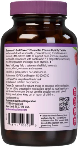Vista 7 de Bluebonnet Nutrition - Tabletas masticables EarthSweet con vitamina D3 y K2