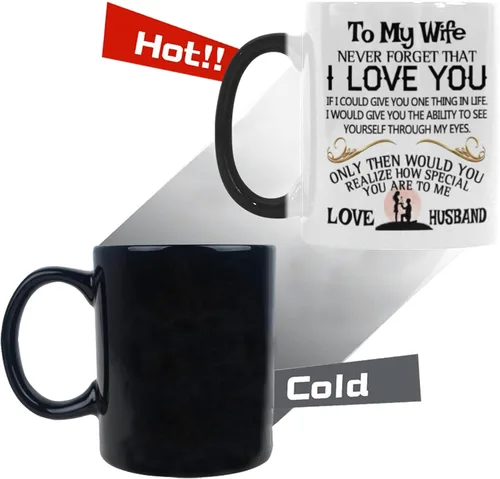 Vista 3 de Taza de cerámica de 11 onzas con texto en inglés «To My Wife Never Forget That I Love You», taza de café o tazas de té de oficina para cumpleaños