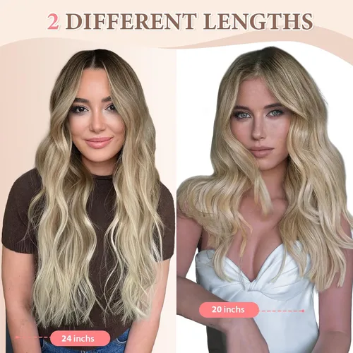 Vista 6 de Fliace Clip in Hair Extensions, 6 PCS Natural & Blends Well Hair Extensions, Long Wavy Hairpieces(20inch, 6pcs, Light Blonde)