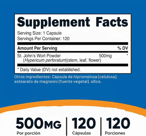 Vista 2 de Nutricost St John's Wort Cápsulas (500 mg) 120 cápsulas, sin gluten