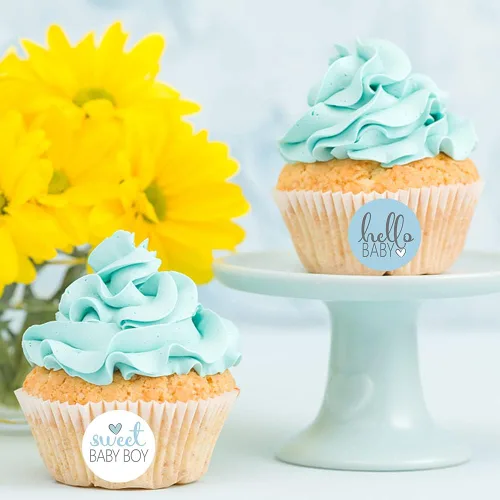 Vista 7 de 270 calcomanías azules para baby shower, 6 diseños, etiquetas circulares autoadhesivas, sellos de sobres de baby shower, calcomanías de caramelo Niño