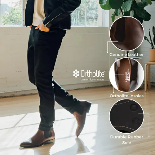 Vista 2 de Dunross & Sons Botas Chelsea Jayden para hombre, botas de cuero cómodas Jayden Negro
