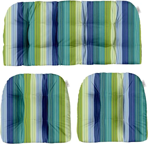 Vista 66 de RSH DECOR: Sunbrella - Juego de 3 cojines de mimbre copetudos 41 x 19 pulgadas y 19 x 19 pulgadas Fabricado con tela de rendimiento Sunbrella