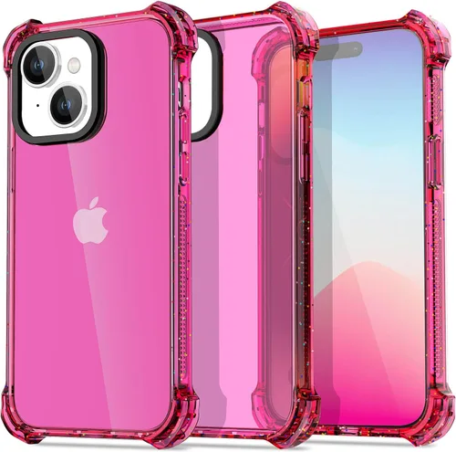 Vista 41 de AICase Funda Rebote Rosa Neón Brillante Compatible con iPhone 15, Transparente a Prueba de Impactos Resistente a Golpes Linda Femenina Adolescente