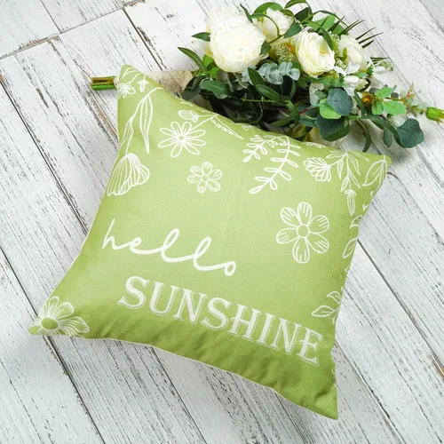 Vista 4 de ONWAY Juego de 2 fundas de almohada primaverales de 18 x 18 pulgadas, decoración floral de Hello Spring, para exteriores, patio, funda de cojín