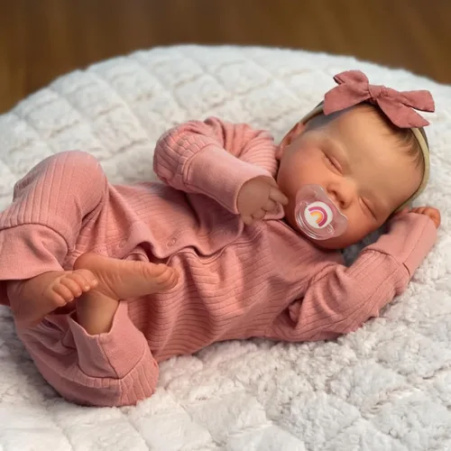 Vista 7 de WOOROY Muñecas realistas de bebé Reborn – Niña recién nacida durmiente de la vida real de 18 pulgadas, muñeca realista con cuerpo suave pesado