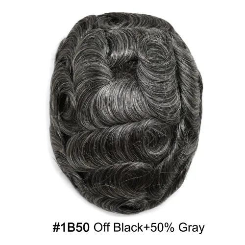 Vista 302 de Toupee para hombre 100% cabello humano real tupé para hombres 0.004 in piel de poliuretano para hombre, sistema de reemplazo de piezas de pelo