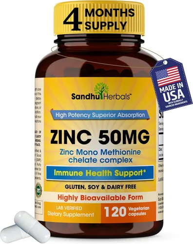 Vista 10 de Cápsulas de zinc de 50 mg para hombres y mujeres, 60 unidades Suplementos de zinc altamente absorbibles para apoyo del sistema inmunológico