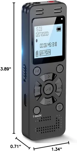 Vista 8 de EVIDA - Grabadora de voz digital de 128 GB para conferencias y reuniones, 9296 horas, dispositivo de grabación activado por voz, grabadora de audio