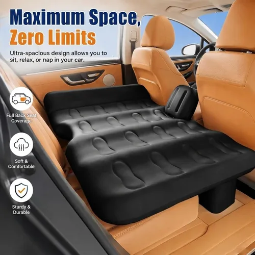 Vista 4 de Asiento trasero del colchón de aire del coche con bomba Negro