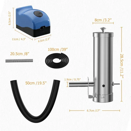 Vista 2 de Generador de humo frío con tapa y bomba de aire, ahumador eléctrico portátil para barbacoa, pellets de madera, ahumador al aire libre, accesorio