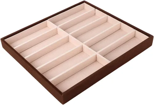 Vista 9 de Cyrank Caja de 10 rejillas para lentes de sol, organizador de lentes de sol, bandeja de almacenamiento para lentes de sol, organizador de terciopelo