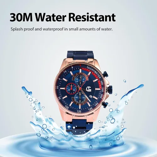 Vista 8 de Technigadgets Grayson - Reloj cronógrafo para hombre, multifunción, de cuarzo, luminoso, analógico, con correa de acero inoxidable y fecha, 98.4ft