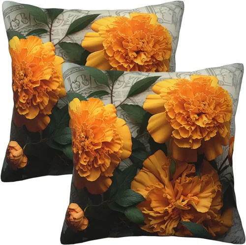 Vista 7 de Throw Pillow Covers 16"x16" Square Cushion Cover Marigold Modern Farmhouse Cushion Case Soft Pillowcase for Couch Bed Car Home Decoration Throw