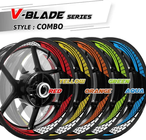 Vista 7 de MC MOTOPARTS Calcomanías para llantas de 17 pulgadas compatibles con CB1100RS VFR800 X F CB 300R 125R CB1300 (azul aguamarina)