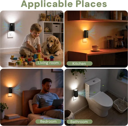 Vista 8 de L LOHAS LED Purificador de aire enchufable con luz nocturna, purificadores