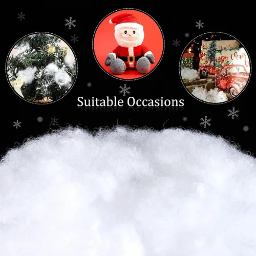 Vista 4 de Ruisita 3 bolsas de nieve artificial de nieve artificial de Navidad de 26.5 onzas de fibra de nieve esponjosa para manta de nieve, decoración