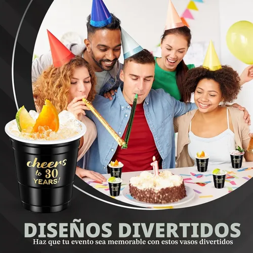 Vista 4 de Vasos de chupito de 100 piezas de Cheers to 30 Years 50th