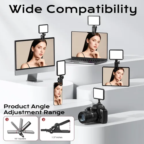 Vista 7 de Luz de Selfie Suave Recargable para Teléfono, Cámara, Portátil, Luz LED Portátil de Batería 4-14H para Fotos, Clip de Luz de Teléfono para Selfie