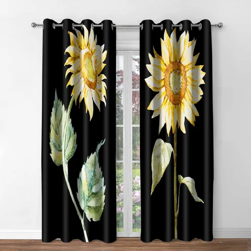 Vista 11 de Jekeno Cortinas opacas para oscurecer la habitación, con ojales, para ventana, atardecer, océano hawaiano, playa, tropical, palmera, decoración