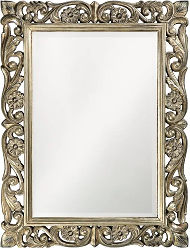 Vista 20 de Howard Elliott Chateau Rectangular Hanging Wall Mirror, Scroll Work Frame, Black, 31.5 x 42 Inch