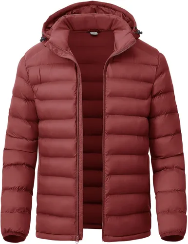 Vista 9 de YSENTO Men's Down Alternative Jackets Lightweight Water-Resistant Winter Insulated Puffer Coat Detachable Hood