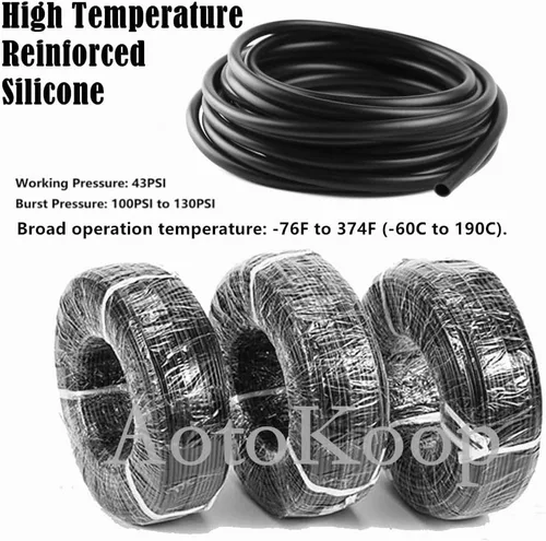 Vista 4 de Manguera de tubo de vacío de silicona de 1/8, línea de 10 pies, presión máxima de 130 PSI, negra (diámetro interior de 3 mm)
