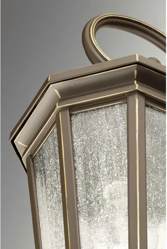 Vista 6 de Progress Lighting Verdae Collection - Farol de pared grande tradicional de cristal transparente con 3 luces, para exteriores, bronce antiguo