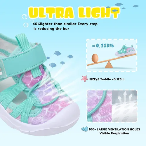 Vista 2 de JOINFREE - Zapatos de agua para niños y niñas, transpirables, de secado rápido, sandalias deportivas para la playa, ligeras, flexibles y para ir