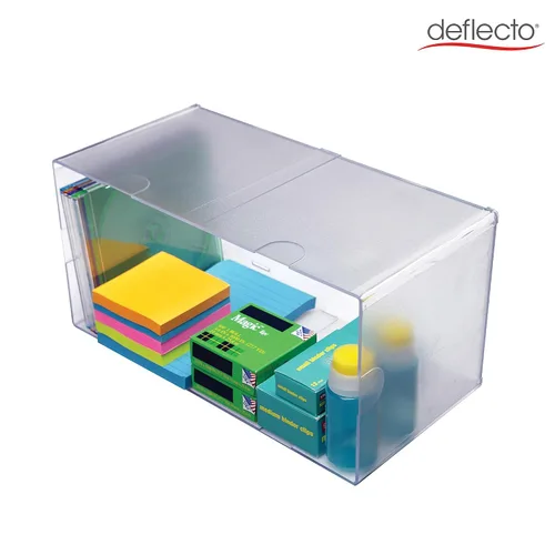 Vista 4 de Deflecto Organizador apilable de cubos abiertos, organizador de escritorio y manualidades, transparente, grande, 6 pulgadas de ancho x 6 pulgadas