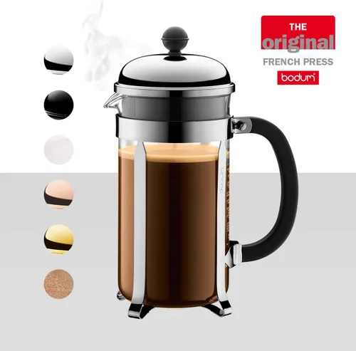 Vista 6 de Bodum Chambord - Cafetera de prensa francesa, Jarra de vidrio, Cromado