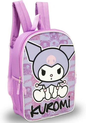 Vista 2 de Kuromi - Juego de mochila y lonchera – Paquete con mochila escolar Sanrio de 16 pulgadas, lonchera, botella de agua, tatuajes, más Kuromi mochila