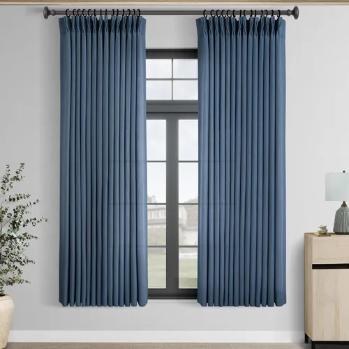 Vista 29 de Cortinas de lino de 63 pulgadas, juego de 2 paneles para sala de estar, beige natural, cortinas con pliegues pellizco entrenadas con memoria