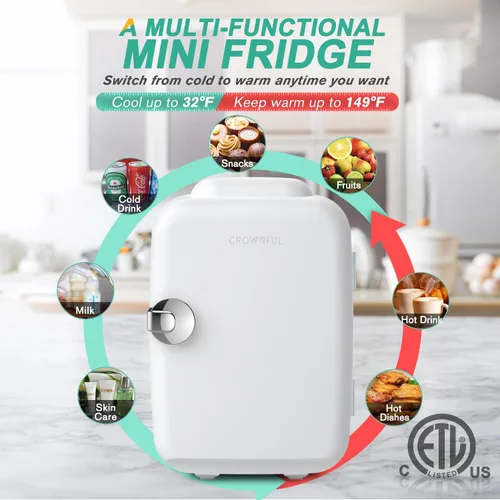 Vista 3 de CROWNFUL Mini refrigerador y calentador de 4 litros (blanco) y báscula de cocina de alimentos recargable de 33 libras