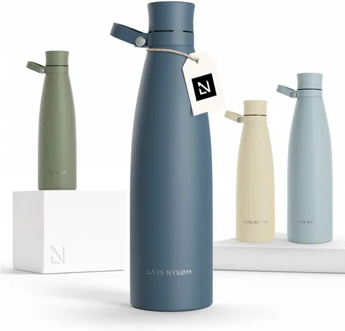 Vista 10 de LARS NYSØM Botella de agua aislada de acero inoxidable de 25 onzas, 34 onzas, frasco térmico aislado para bebidas calientes y frías, botella a Beige