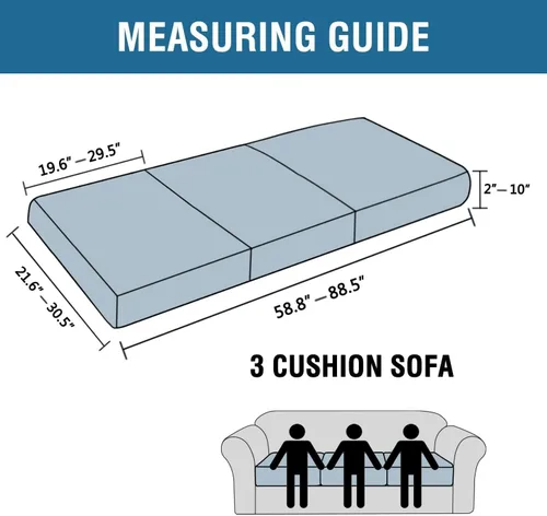 Vista 372 de H.VERSAILTEX Fundas de Cojín de Asiento Individuales Super Elásticas Fundas de Sofá Fundas de Cojín de Sofá Fundas Deslizables Juegos Tela de Sarga