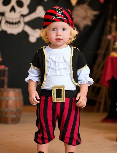 Vista 2 de COSLAND Disfraz de pirata para bebé y niño pequeño, 4 piezas, algodón, traje de Halloween, 3-24 meses