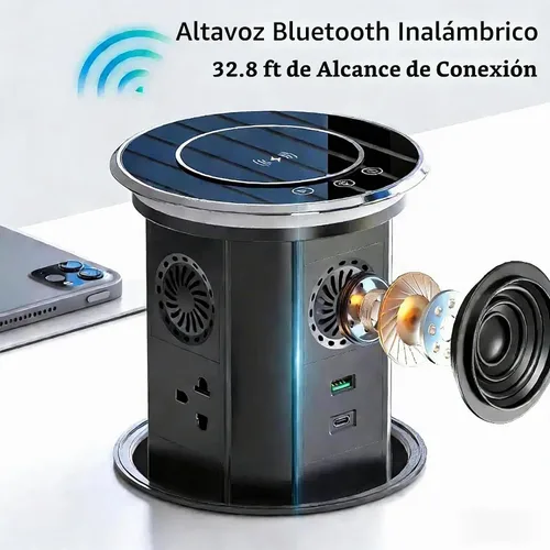 Vista 3 de APP Control remoto Pop Up Outlet, 3AC/2USB, cargador inalámbrico de 15 W Negro