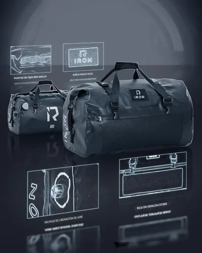 Vista 4 de IRON JIA'S Bolsa Seca para Motocicleta – Bolsa de Lona Impermeable y Bolsa Trasera de Equipaje, Bolsas de Sillín con Cierre Superior Enrollable