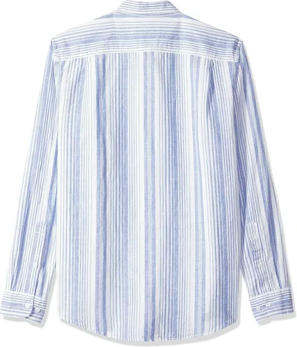 Vista 2 de Tienda Essentials Camisa de algodón de lino de manga larga ajustada para hombre