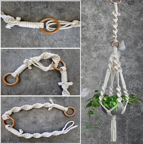 Vista 8 de Extensores colgantes de macramé para plantas colgantes (16 pulgadas, paquete de 6)
