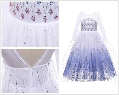 Vista 6 de QooGoo Vestido de princesa para niñas, con luz LED, vestidos elegantes