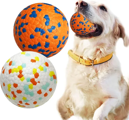 Vista 9 de Petcare Paquete de 2 pelotas para perros, juguetes para masticadores agresivos, pelotas de tenis indestructibles para perros medianos y grandes